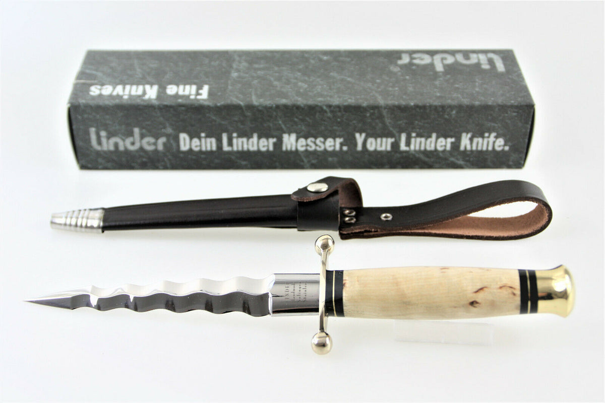 Linder Solingen Kris Flame Curly Birch Dagger | Dream-Knives