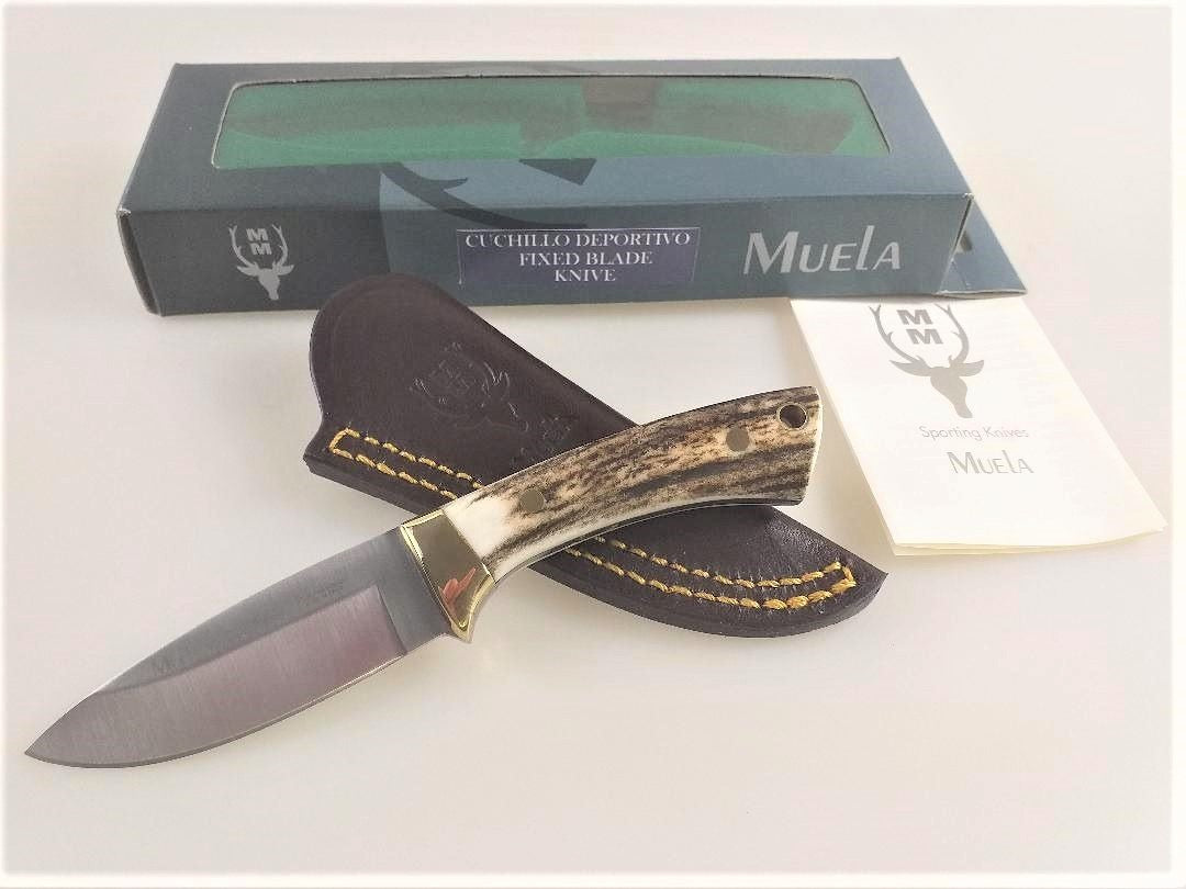Muela Colibri knife with granite composite handle and leather sheath -  22-COL-7G - Muela